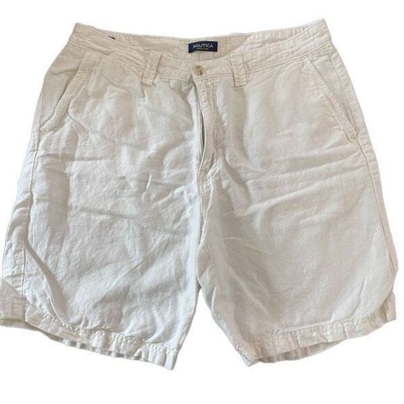Nautica size 34W linen blend classic fit white shorts - Picture 1 of 5
